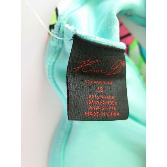 Kian D. Los Angeles Women's Sz 18 Teal/Multicolor Floral Ruffle Top 2-Pc Bikini - Picture 6 of 6